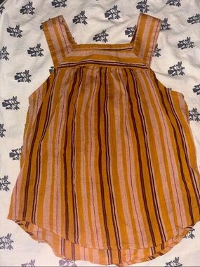 Universal Thread Striped Square-Neck Tank in Mustard and Pink